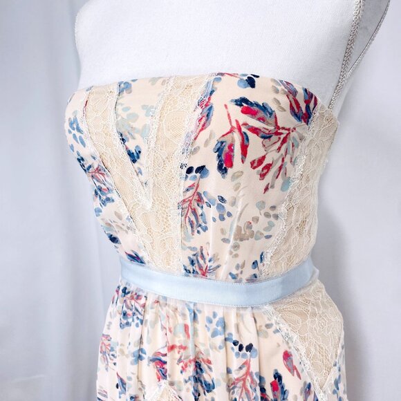 NWT BCBGMAXAZRIA Womens Full Length Strapless Floral Lace Elle Dress 0 - Picture 13 of 16
